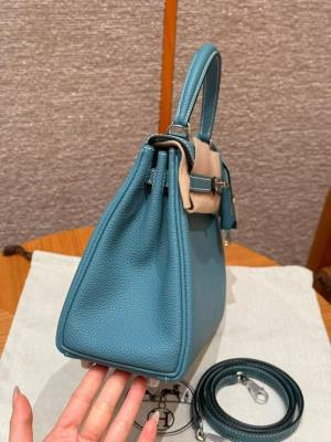 wholesale quality hermes kelly 25 togo blue jean phw